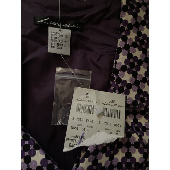 NWT Lillie Rubin Trench Coat Womens Size 8 Purple Geometric Pattern Long Jacket - Picture 8 of 13